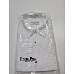 Tuxedo Park Dress Shirt Mens M 34/35 White Pleated French Cuff Tuxedo Formal